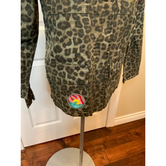 Good American Gray & Brown Animal Print Snap Button-Up Jacket W/ Patches Size XS - Picture 3 of 8